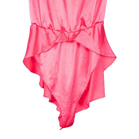 Vintage Maidenform USA Hot Pink Satin One-Piece Bodysuit Size MEDIUM Union ILGWU - Picture 2 of 6